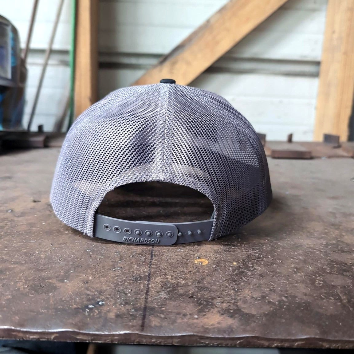 Slingin Shanks SS Shield trucker hat charcoal back